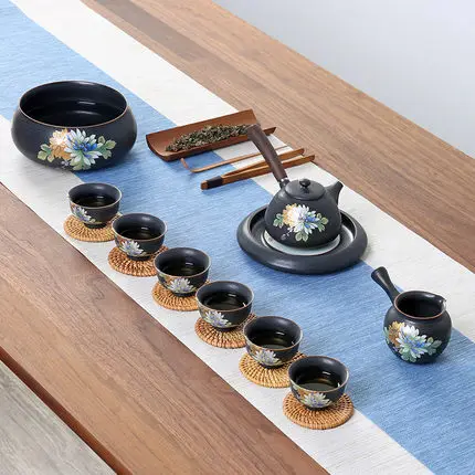 Japanese-style kung fu tea set home ceramic tea sets antique kiln teapot cup set gift box
Japanese-style kung fu tea set home ceramic tea sets antique kiln teapot cup set gift box