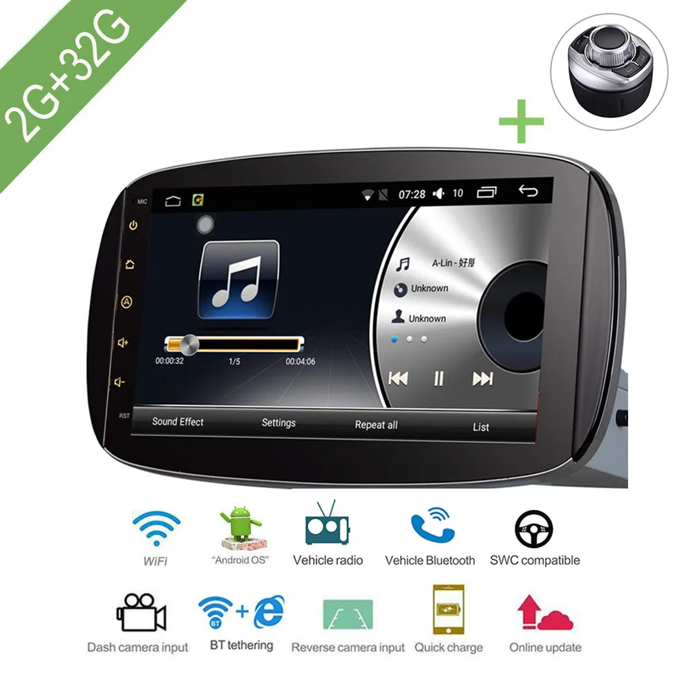Автомобильный мультимедийный плеер 1 Din Android 10 автомобильный DVD для Benz Smart 2016 2017 9