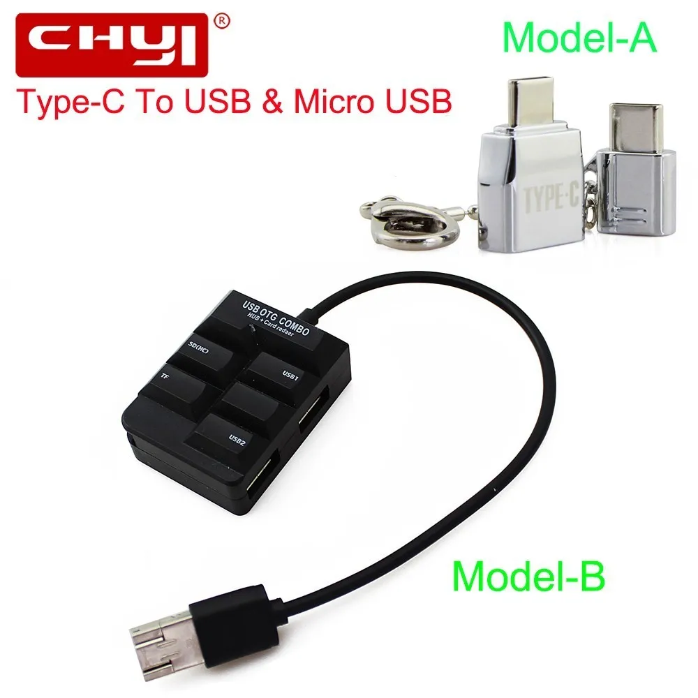 CHYI USB Type-C HUB USB-C To 2 Port USB2.0 With SD/TF Card Reader Type C Micro USB OTG Splitter Adapter For Phone Tablet Laptop
CHYI USB Type-C HUB USB-C To 2 Port USB2.0 With SD/TF Card Reader Type C Micro USB OTG Splitter Adapter For Phone Tablet Laptop