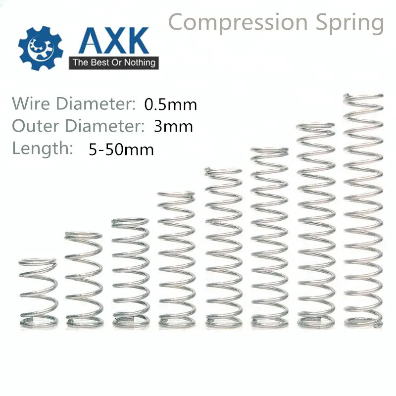 50pcs/Lot 0.5*3*5-50 Small Coil Compression Spring,Stainless Steel Springs,Small Spot Micro Compression Spring For 3D Printer
50pcs/Lot 0.5*3*5-50 Small Coil Compression Spring,Stainless Steel Springs,Small Spot Micro Compression Spring For 3D Printer