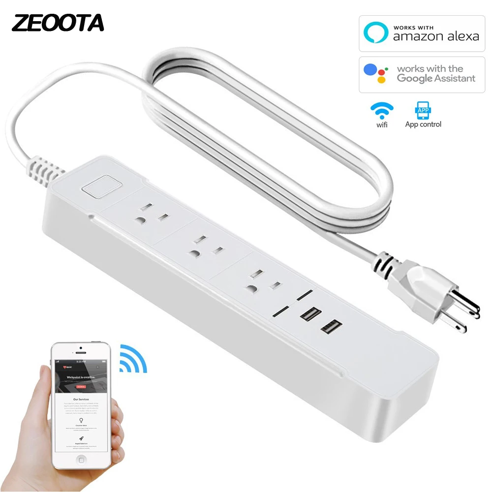 Smart power Strip WiFi Защита от перенапряжения USB розетки сетевой фильтр 3 США розетка с
