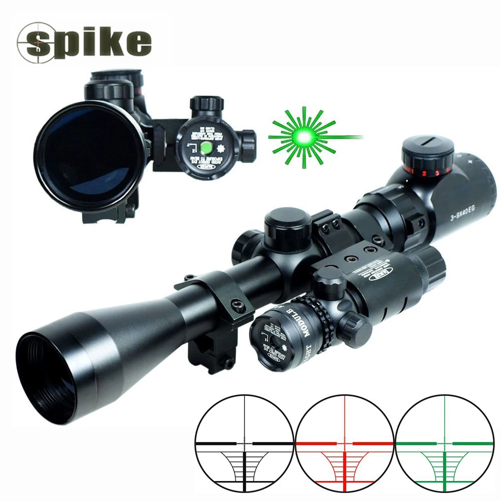 Спайк Охотничий Тактический оптический вид 3-9X40 EG компактный Riflescope с зеленым