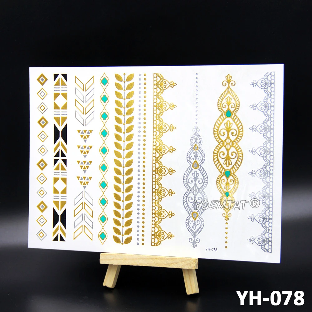 1PC Flash Metallic Waterproof Tattoo Gold Silver Women Henna Feather Peacock Mandala Design Face Freckle Temporary Tatoo
1PC Flash Metallic Waterproof Tattoo Gold Silver Women Henna Feather Peacock Mandala Design Face Freckle Temporary Tatoo