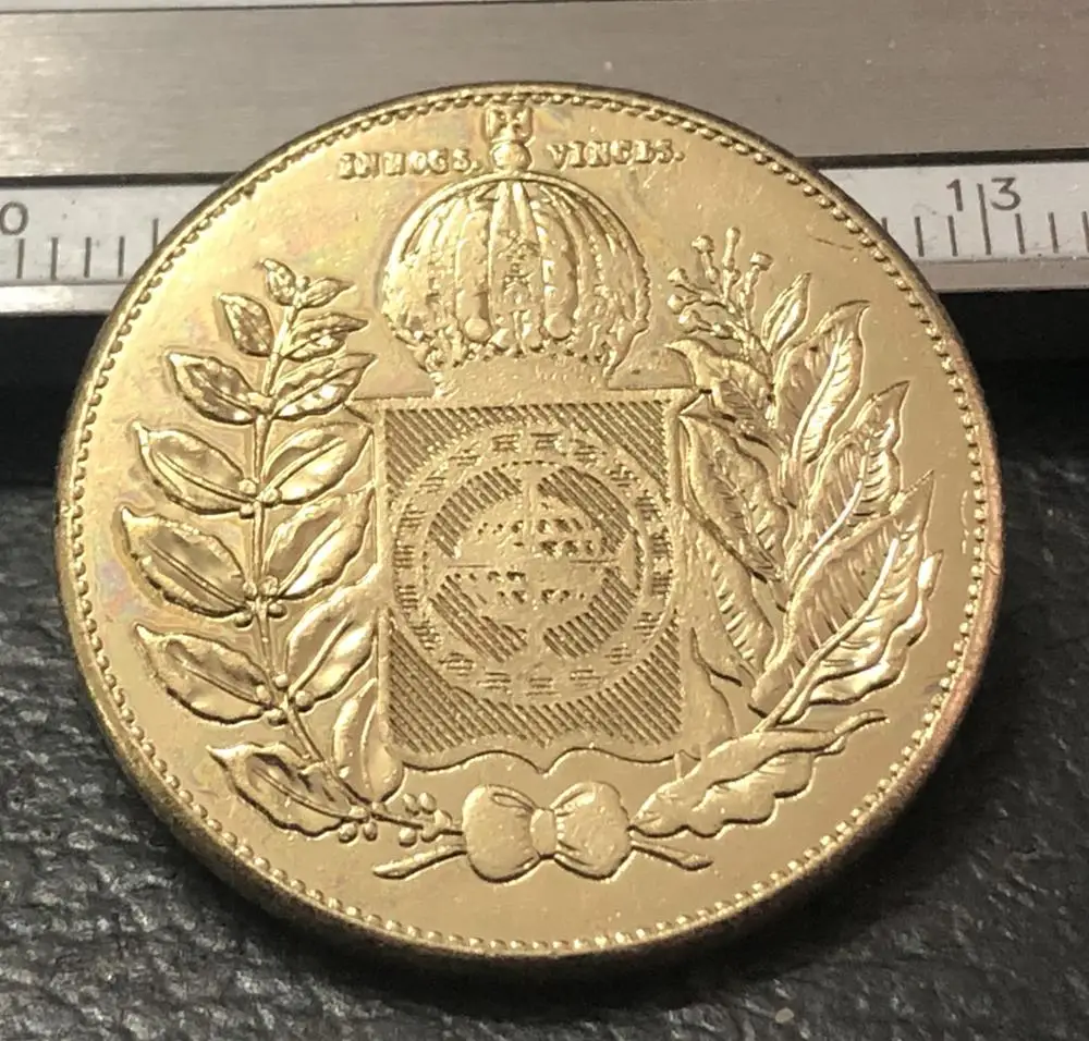 1850 бразильская позолоченная монета 22 карата|coin coins|coin goldcoin brazil |