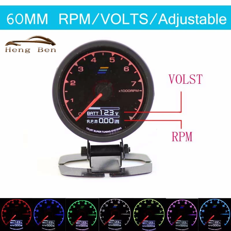 HB New 7-Color-in-1 60mm Multi D/A LCD Display Digital RPM Tachometer Gauge Drifting Car Tachometer RPM Meter Gauge
HB New 7-Color-in-1 60mm Multi D/A LCD Display Digital RPM Tachometer Gauge Drifting Car Tachometer RPM Meter Gauge
