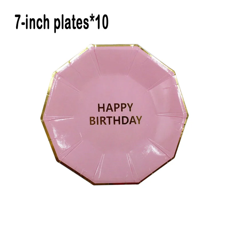 

10 шт. одноразовая посуда, розовые бумажные тарелки, товары для 1-го дня рождения, тарелки для детского душа, украшения для вечеринки в честь Д...