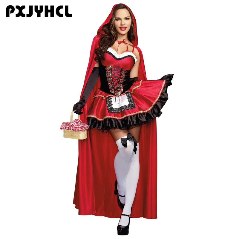 Sexy Little Red Riding Hood Costume for Women Fancy Adult Halloween Cosplay Dress Fantasia Carnival Fairy Tale Plus Size Girl
Sexy Little Red Riding Hood Costume for Women Fancy Adult Halloween Cosplay Dress Fantasia Carnival Fairy Tale Plus Size Girl
