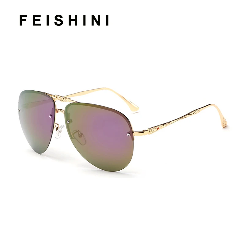 FEISHINI Personal Metal Pattern Legs Rimless Sunglasses Women Polarized UV400 Fashion Driving Rose Gold Glasses Woman 2019
FEISHINI Personal Metal Pattern Legs Rimless Sunglasses Women Polarized UV400 Fashion Driving Rose Gold Glasses Woman 2019