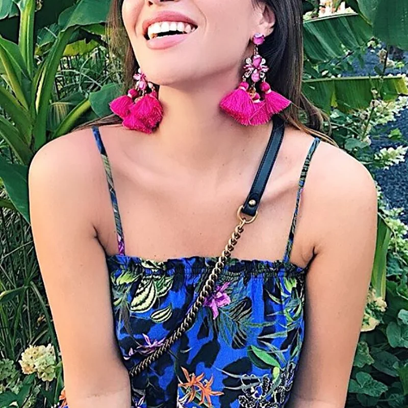Fashion Colorful Vintage Fringing Earrings Rhinestone Flower Drop Long Tassel Earrings Luxury Jewelry For Women
Fashion Colorful Vintage Fringing Earrings Rhinestone Flower Drop Long Tassel Earrings Luxury Jewelry For Women