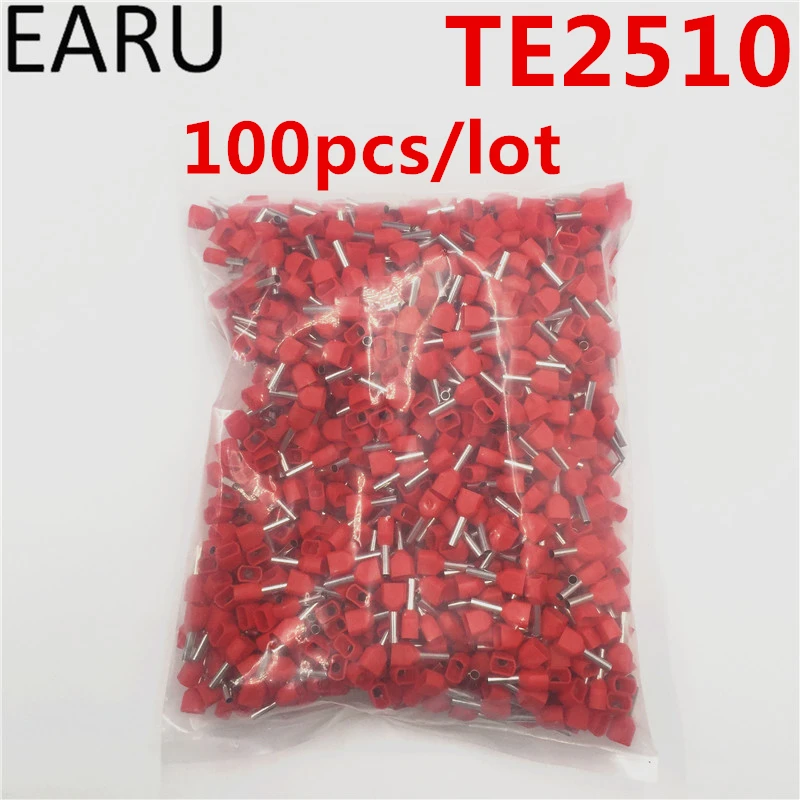 100PCS E Tube TE2510 Type Double Pipe Insulated Twin Cord Cold-press Terminal Block Connector Needle End Multicolor 2X2.5 mm2
100PCS E Tube TE2510 Type Double Pipe Insulated Twin Cord Cold-press Terminal Block Connector Needle End Multicolor 2X2.5 mm2