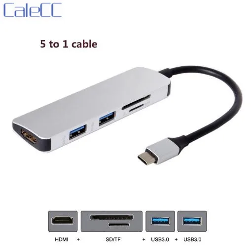 USB 3.1 Type-C USB-C to HDMI & Dual Ports 3.0 Hub & SD TF Card Reader for PC Laptop & Macbook
USB 3.1 Type-C USB-C to HDMI & Dual Ports 3.0 Hub & SD TF Card Reader for PC Laptop & Macbook