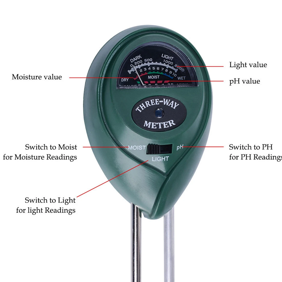 Soil Water Moisture Light PH Meter Tester Digital Analyzer Test Detector for Garden Plant Flower Hydroponic Garden Tool
Soil Water Moisture Light PH Meter Tester Digital Analyzer Test Detector for Garden Plant Flower Hydroponic Garden Tool