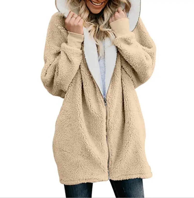 _ 2018 модное осенне-зимнее взрывное пальто женское меховое на молнии с капюшоном