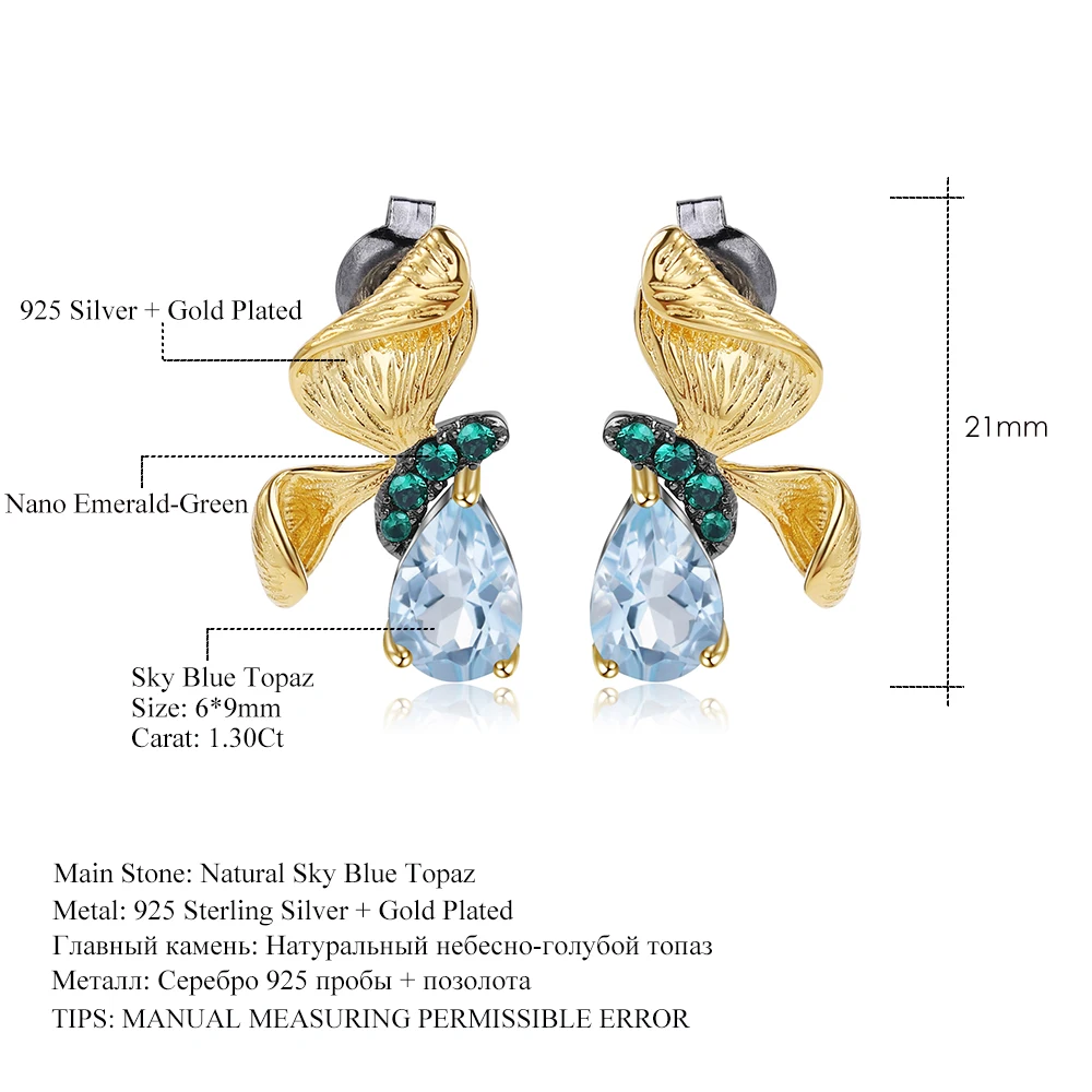 GEM'S BALLET 925 Sterling Silver Fine Jewelry 3.15Ct Natural Sky Blue Topaz Handmade Butterfly Stud Earrings for Women Brincos
GEM'S BALLET 925 Sterling Silver Fine Jewelry 3.15Ct Natural Sky Blue Topaz Handmade Butterfly Stud Earrings for Women Brincos
