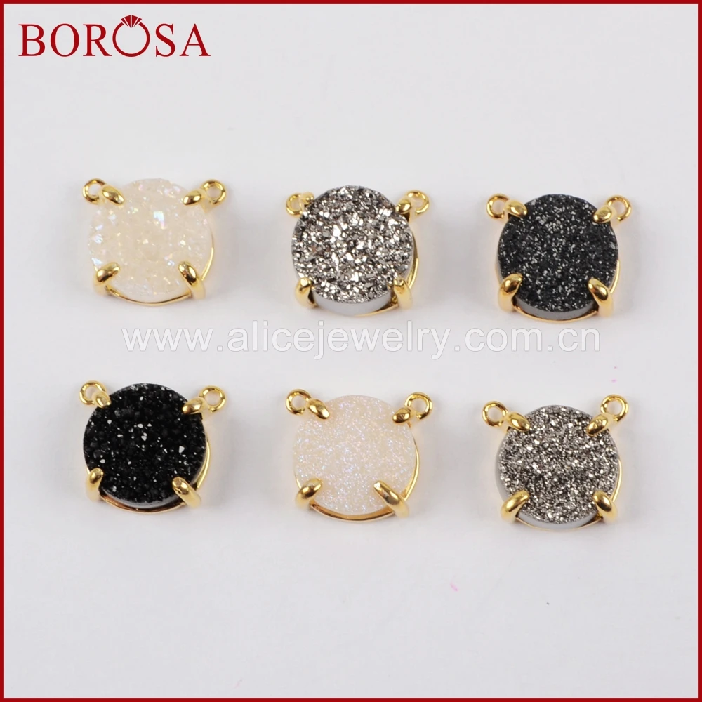 BOROSA 10mm Round Gold Color Claw Natural Drusy Crystal Titanium Rainbow Druzy Connector Double Bails for Necklace Gems ZG0165
BOROSA 10mm Round Gold Color Claw Natural Drusy Crystal Titanium Rainbow Druzy Connector Double Bails for Necklace Gems ZG0165