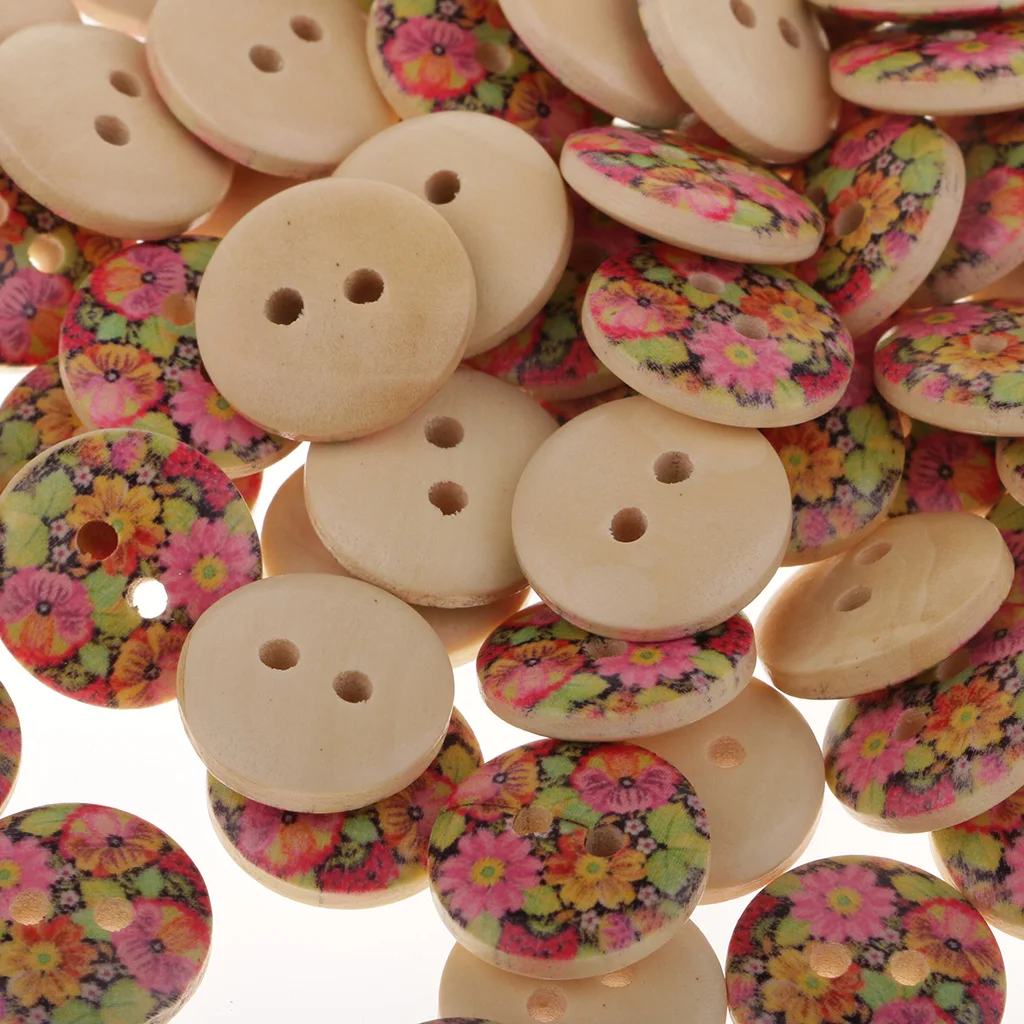 100Pcs Mixed Color Wood Buttons 15mm 2 Hole Sun Flower Painted Decorative Wooden Button for DIY Sewing Crafts
100Pcs Mixed Color Wood Buttons 15mm 2 Hole Sun Flower Painted Decorative Wooden Button for DIY Sewing Crafts