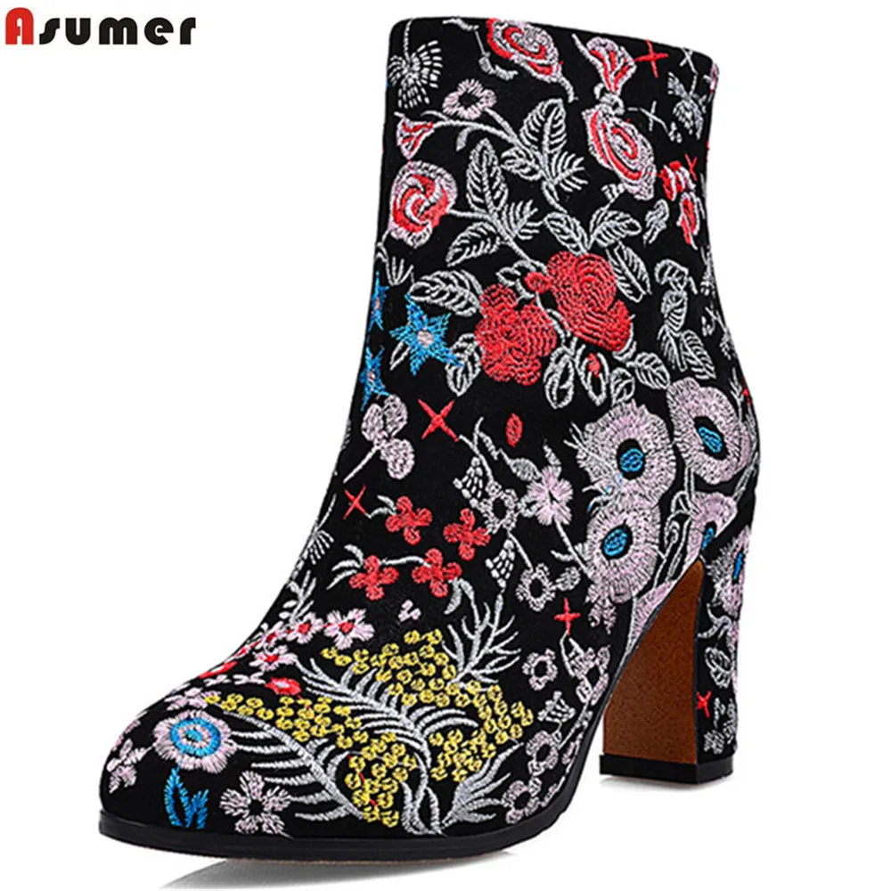 ASUMER fashion new arrive women boots zipper round toe cow suede ladies boots embroider autumn winter ankle boots ethnic style
ASUMER fashion new arrive women boots zipper round toe cow suede ladies boots embroider autumn winter ankle boots ethnic style