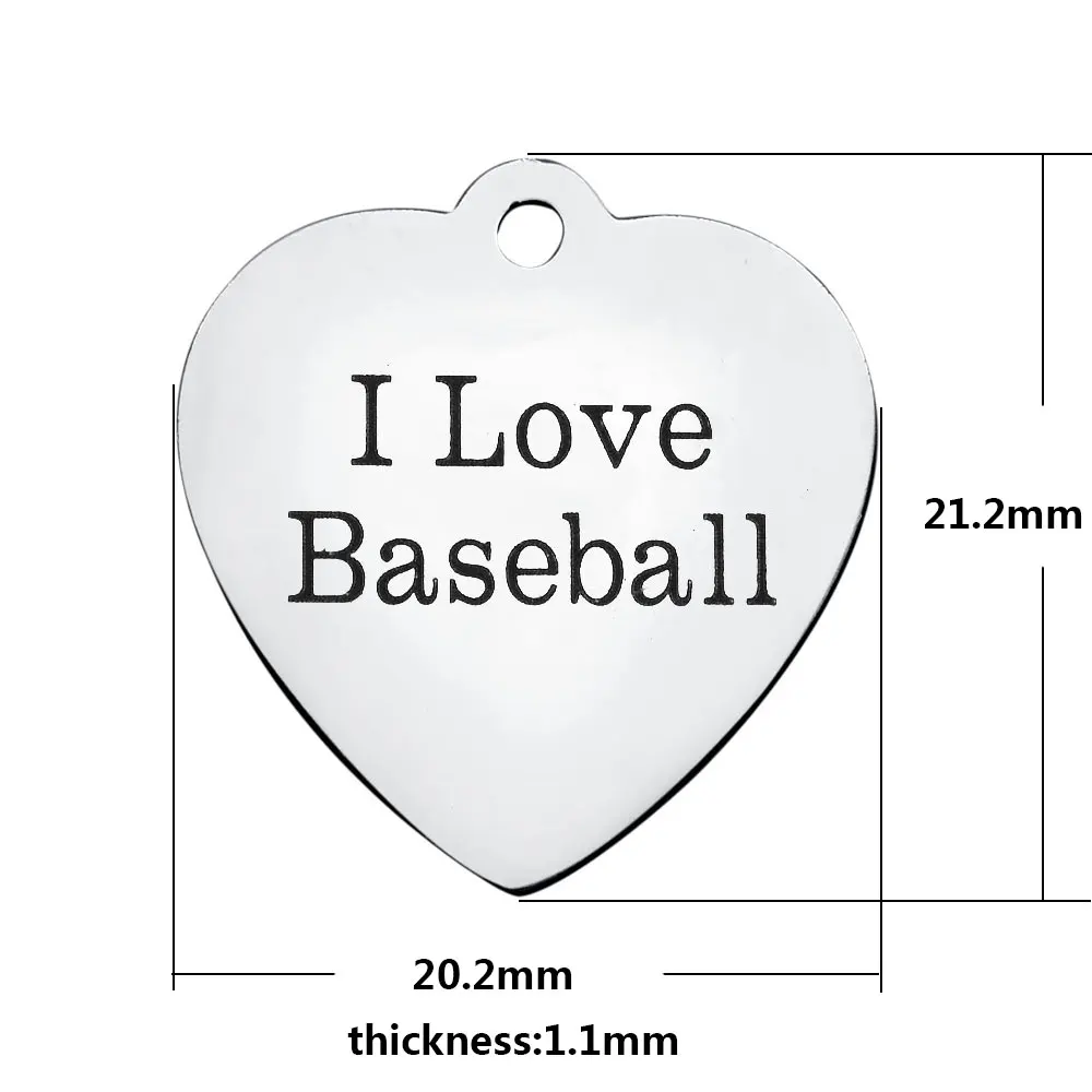 20pcs/lot 20mm Jewelry Accessories Stainless steel lettering I love Baseball heart charm for bracelet pendant DIY making
20pcs/lot 20mm Jewelry Accessories Stainless steel lettering I love Baseball heart charm for bracelet pendant DIY making