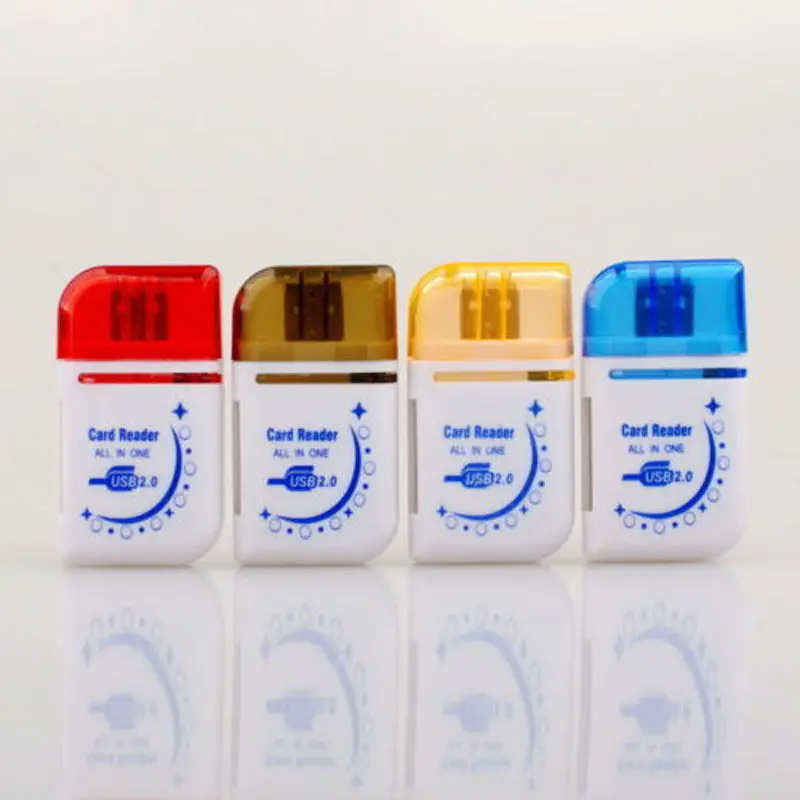 

Lot 10pcs Blue Moon All in 1 USB 2.0 Stick Up to 32GB Memory Card Reader for Memory Stick Pro Duo Micro SD,TF,M2,SD Random Color