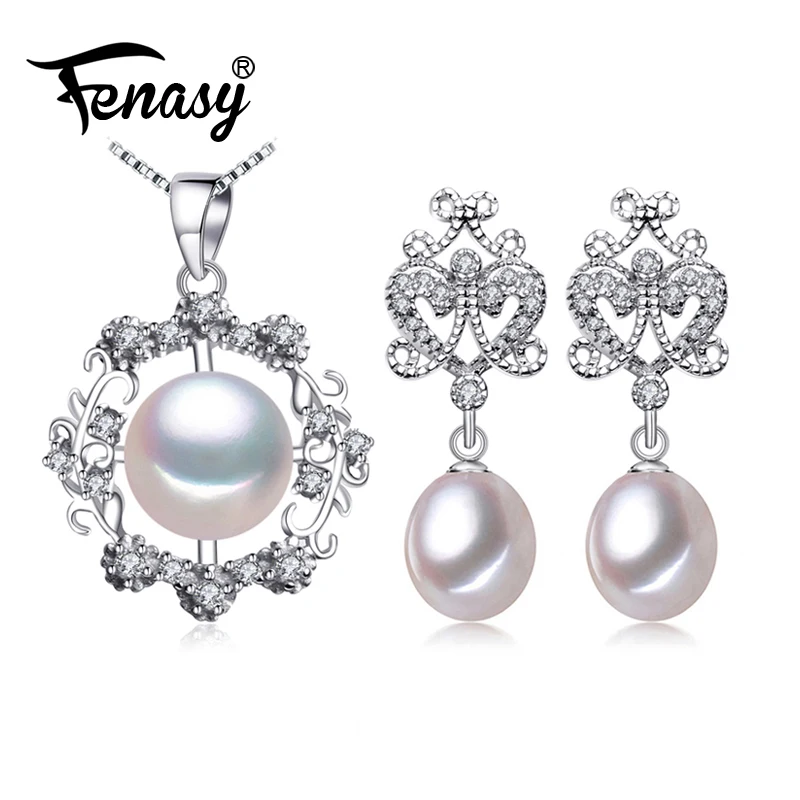 FENASY Fashion 925 Sterling Silver Pendant Necklace Natural Pearl Jewelry Sets For Women Classic Stud Earrings
FENASY Fashion 925 Sterling Silver Pendant Necklace Natural Pearl Jewelry Sets For Women Classic Stud Earrings