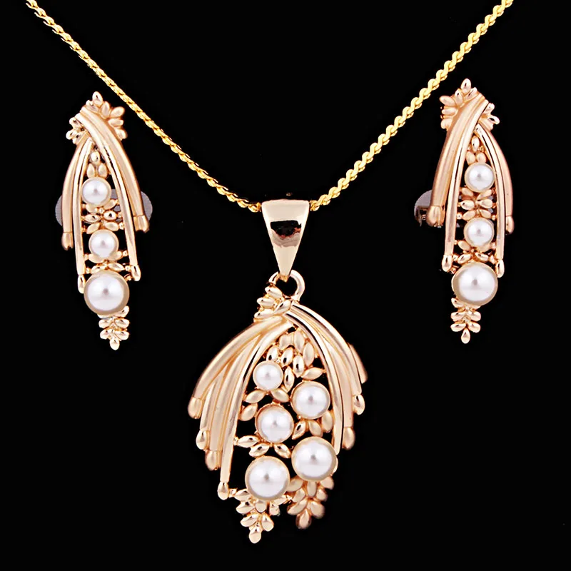 Matte Gold Color Elegant Fascinating Simulated Pearl Water Drop Necklace Earring Set for Women 2-Piece Jewelry Set
Matte Gold Color Elegant Fascinating Simulated Pearl Water Drop Necklace Earring Set for Women 2-Piece Jewelry Set