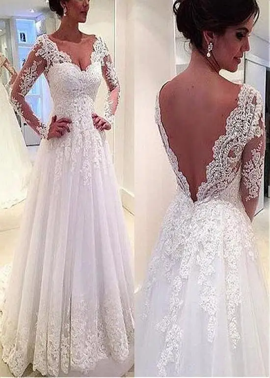 Backless Vestido De Noiva Muslim Wedding Dresses A-line V-neck Long Sleeve Tulle Lace Boho Dubai Arabic Wedding Gown Bridal
Backless Vestido De Noiva Muslim Wedding Dresses A-line V-neck Long Sleeve Tulle Lace Boho Dubai Arabic Wedding Gown Bridal