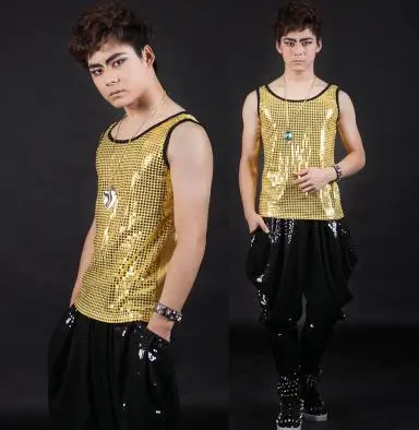 Round collar yellow Singer stage men's leather vest men brand roupas masculinas sexy tank 1 camisetas regatas Customizable
Round collar yellow Singer stage men's leather vest men brand roupas masculinas sexy tank 1 camisetas regatas Customizable