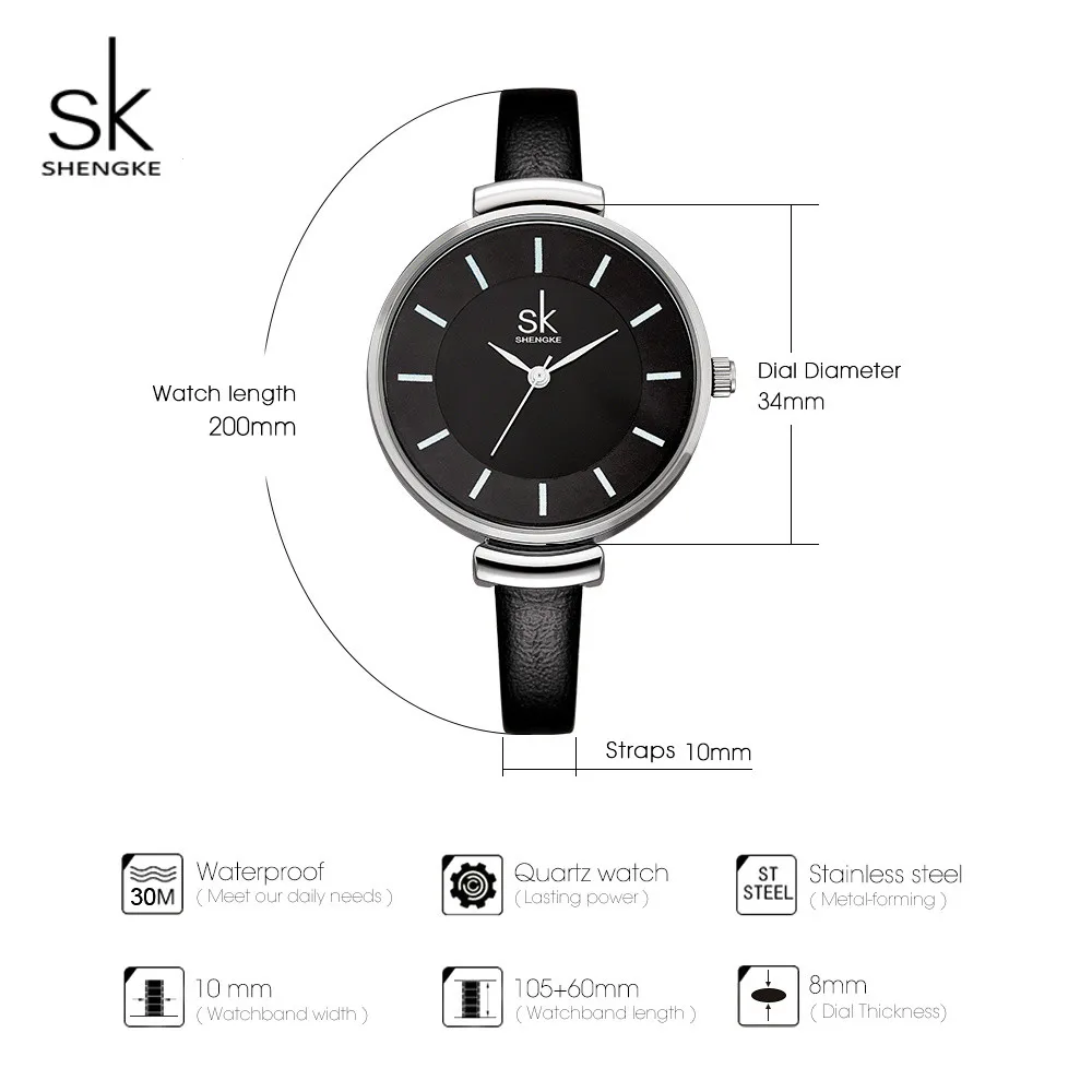 Shengke Fashion Women Watches Luxury Quartz Clock Women Black Thin Leather Strap Ladies Watches 2019 SK Relogio Feminino #K0010
Shengke Fashion Women Watches Luxury Quartz Clock Women Black Thin Leather Strap Ladies Watches 2019 SK Relogio Feminino #K0010