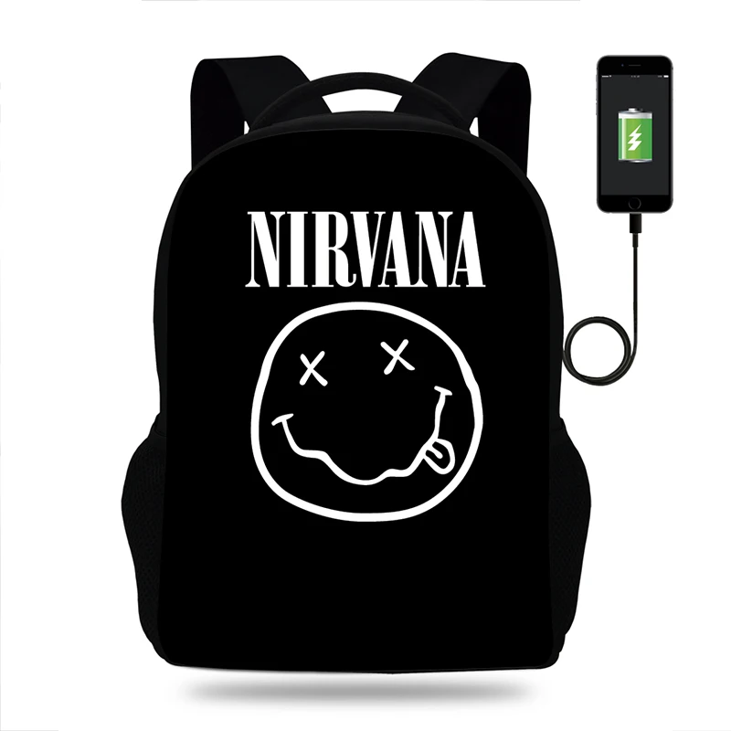 Smile Nivana Band многофункциональный рюкзак для ноутбука мальчиков рок-группа usb