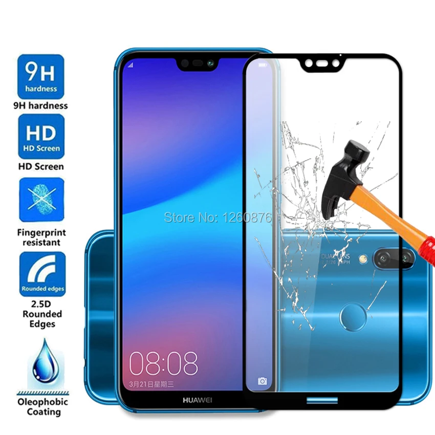 Закаленное стекло для Huawei P20 Pro Lite Полное покрытие защита экрана Взрывозащищенная