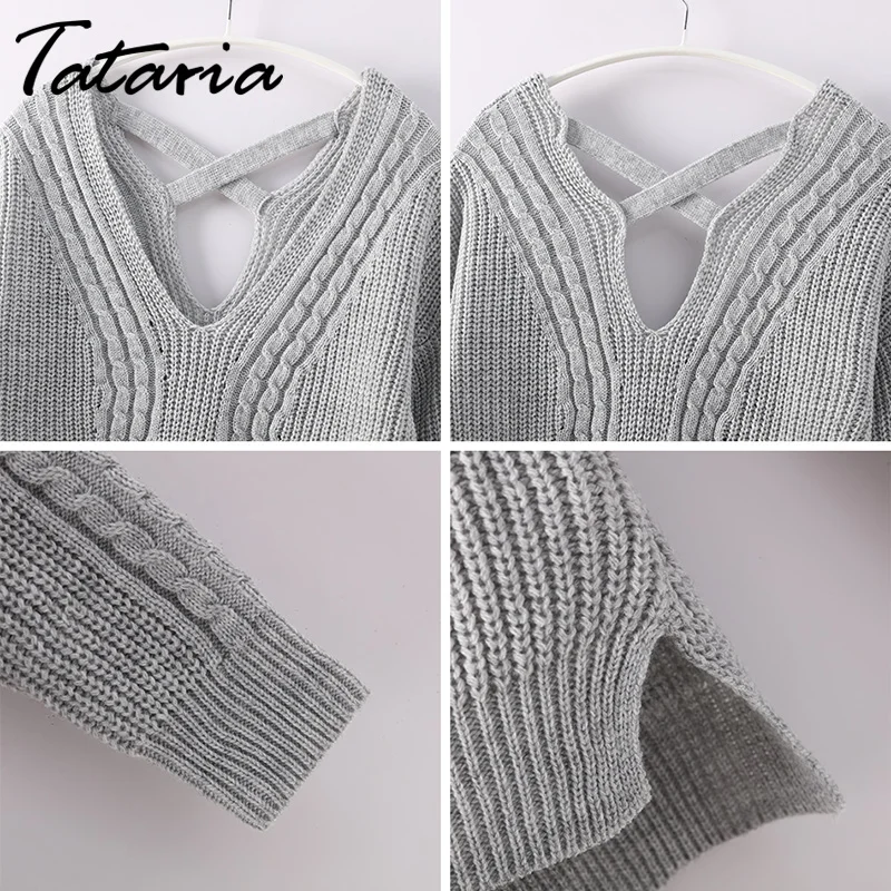 Tataria женский джемпер Свитера оверсайз свитер с длинным рукавом сексуальный