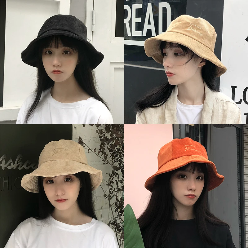 Ведерко Рыбацкая шляпа Женская Вельветовая вышивка японский солнцезащитный