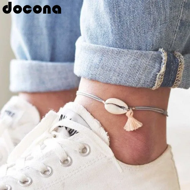 Docona Simple Grey Rope Adjustable Anklets Geometric Shell Short Tassel Pendant Anklets Charming Foot Chain Anklet Jewelry 6763
Docona Simple Grey Rope Adjustable Anklets Geometric Shell Short Tassel Pendant Anklets Charming Foot Chain Anklet Jewelry 6763
