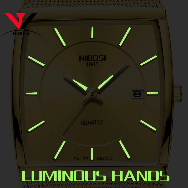 NIBOSI Luxury Brand Mens Watches Business Watch Mens Military Quartz Square Watches Stainless Steel Strap Casual Gold Wristwatch
NIBOSI Luxury Brand Mens Watches Business Watch Mens Military Quartz Square Watches Stainless Steel Strap Casual Gold Wristwatch