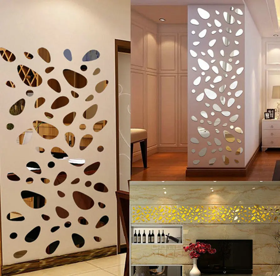 12 шт./компл. креативные Съемные 3D стерео зеркальные настенные стикеры овальные булыжные настенные наклейки эллиптические DIY наклейки домаш...