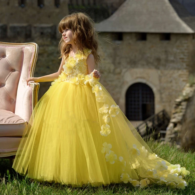 2019 New Arrival Pageant Dresses for Girls Yellow Flower Girl Dress A-line Tulle Lovely Kid Party Gown
2019 New Arrival Pageant Dresses for Girls Yellow Flower Girl Dress A-line Tulle Lovely Kid Party Gown