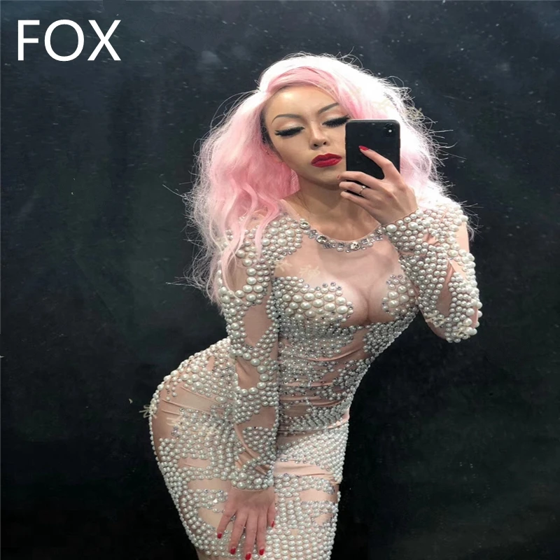 2019 Luxury Pearls Rhinestone Dance Costume Women Sexy See Through Night Club Dresses Female Celebration DJ Singer Stage Wear
2019 Luxury Pearls Rhinestone Dance Costume Women Sexy See Through Night Club Dresses Female Celebration DJ Singer Stage Wear