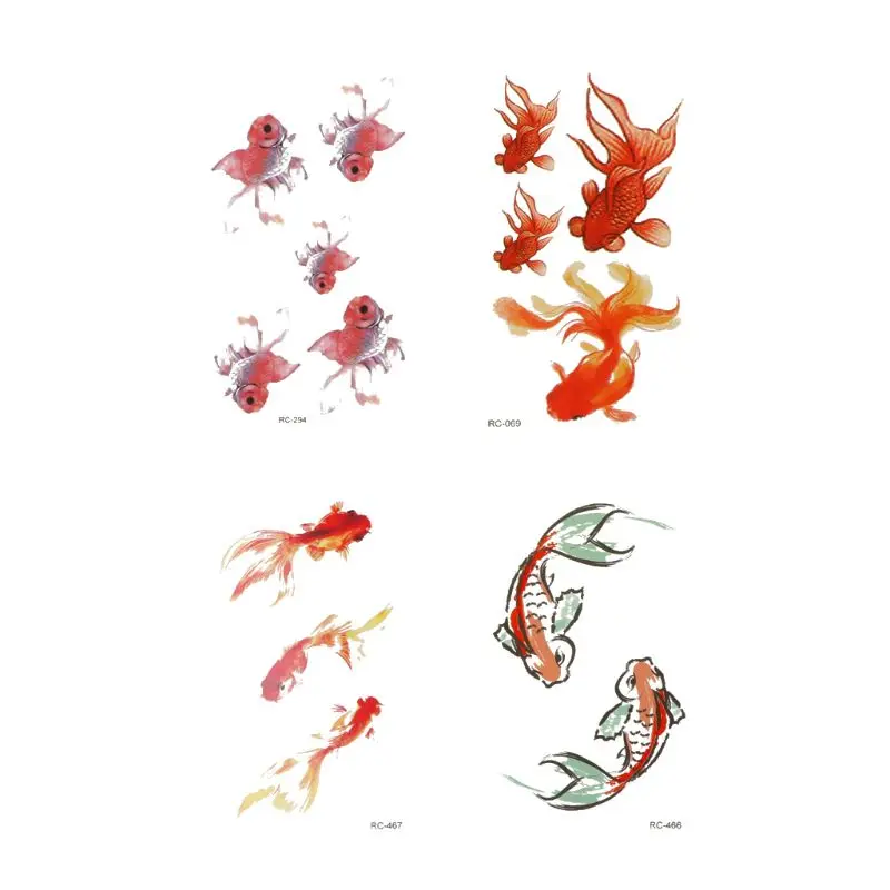 10 Sheet 3D Vivid Goldfish Tattoos Sticker Koi Pond Painting Resin Jewelry Craft