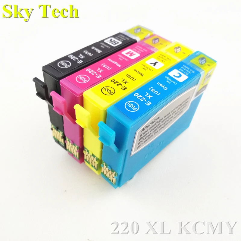 

4PK 220XL Compatible Ink Cartridge For T2201 - T2204 For WF-2630 WF-2650 WF-2660 WF-2750 WF-2760 XP-320 XP-420 XP-424 Printer