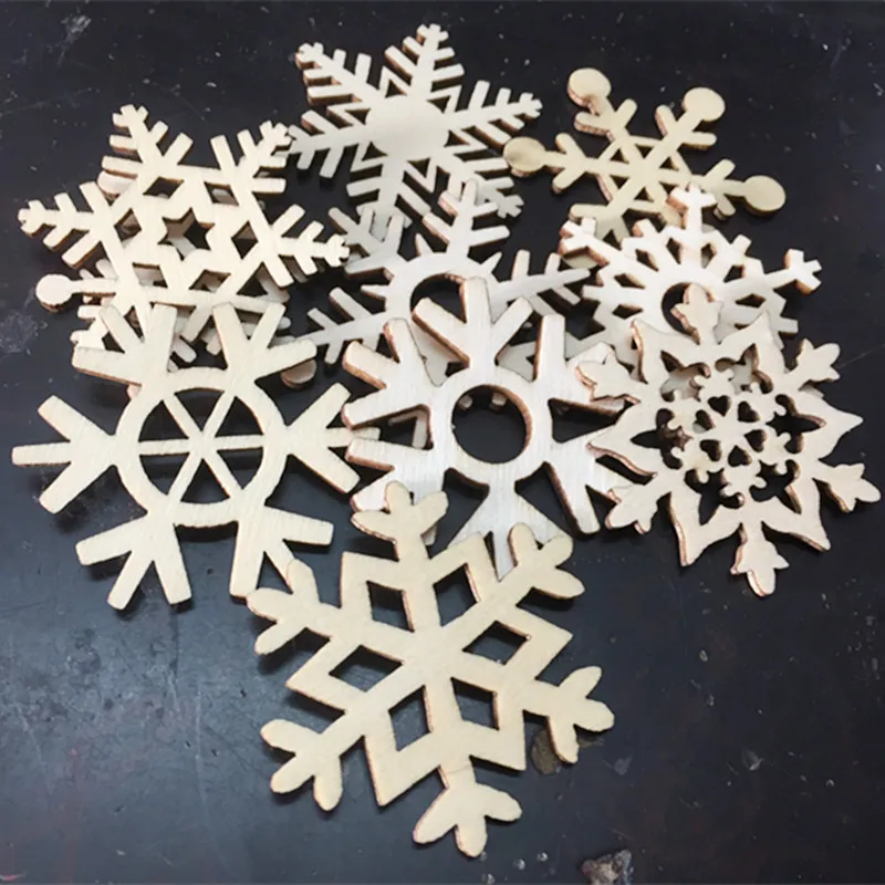 10 шт. деревянные вырезы в виде снежинок для детей поделки елочные украшения