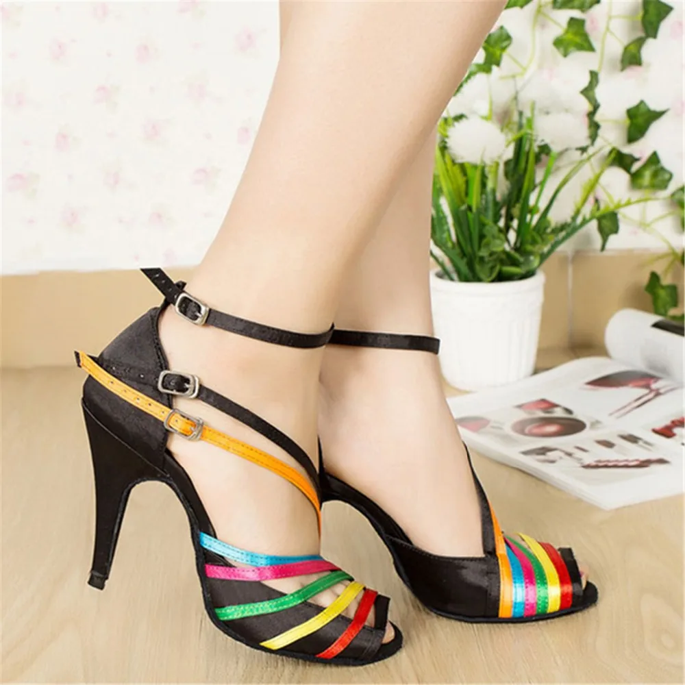 Three Buckles Satin Rainbow Five colors Latin Dance Shoes For Women 4.5-8.5 cm Heel Dance Shoes Salsa Dancing Shoes JYG436
Three Buckles Satin Rainbow Five colors Latin Dance Shoes For Women 4.5-8.5 cm Heel Dance Shoes Salsa Dancing Shoes JYG436