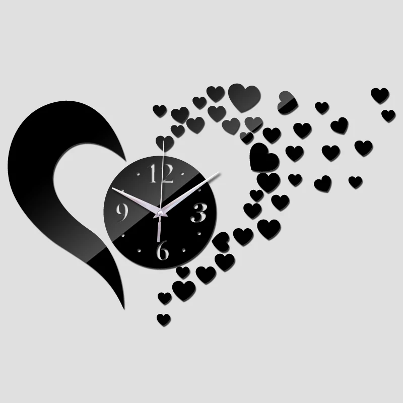 Настенные кварцевые часы акриловые украшения в европейском стиле с сердцами для