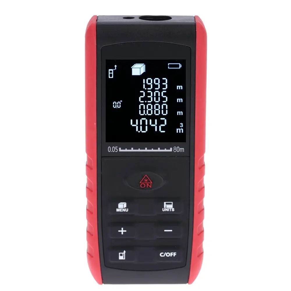 80m Portable Laser rangefinder Handheld Digital Laser Distance Meter Range Finder Area Volume Measurement with Angle Indication
80m Portable Laser rangefinder Handheld Digital Laser Distance Meter Range Finder Area Volume Measurement with Angle Indication