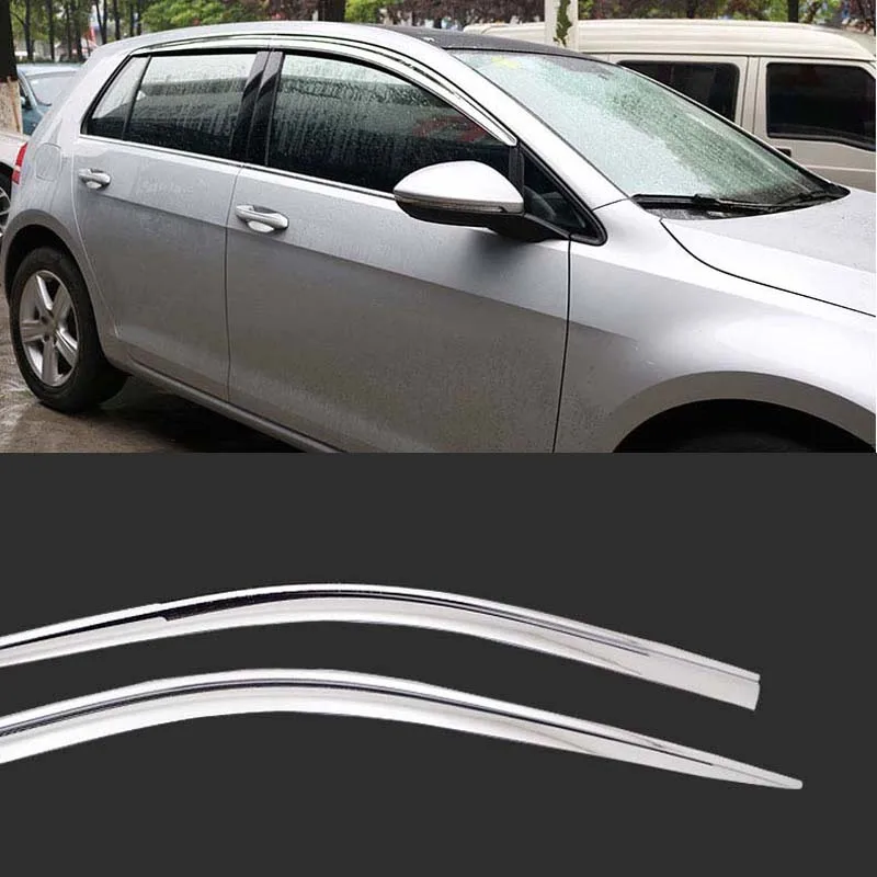 1 Set Brand New Chrome Side Vent Sun Shade Window Visors Rain Guard Deflectors For VolksWagen VW Golf 7 2014-2018 
1 Set Brand New Chrome Side Vent Sun Shade Window Visors Rain Guard Deflectors For VolksWagen VW Golf 7 2014-2018