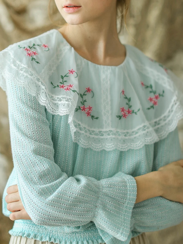 Женский винтажный пуловер с вышивкой в стиле викторианской девушки | Женская