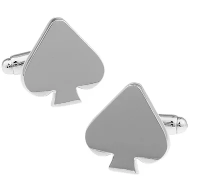 

Men Jewellery Poker Cufflinks Wholesale&retail Silver Color Copper Playing Card Spade Design Best Gift For Men