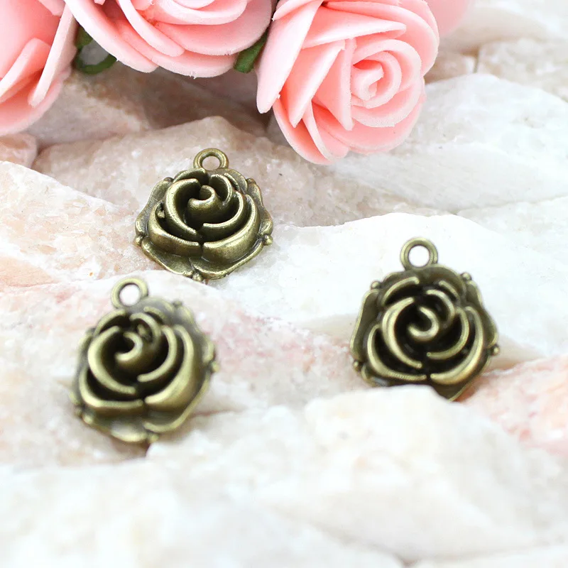 15MM Zinc metal alloy Charm Pendants 3D flower Ancient Bronze Woven Bracelet pendant jewelry accessories DIY material
15MM Zinc metal alloy Charm Pendants 3D flower Ancient Bronze Woven Bracelet pendant jewelry accessories DIY material
