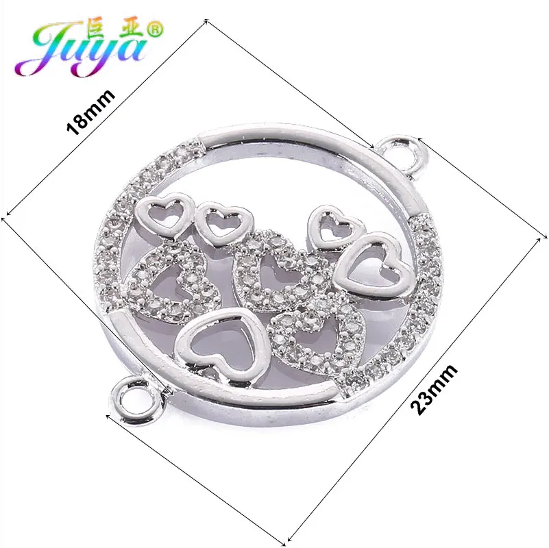 HandmadeCrystal Charms Jewelry Findings Pave Zircon Circle Hearts Connector For Women Bracelets Earrings Making | Украшения и