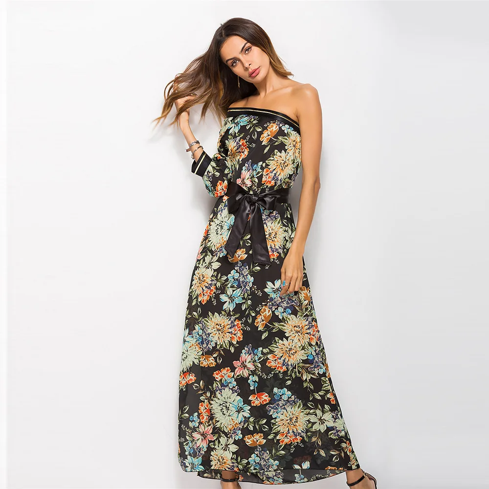 2018 Europe Cross-border Chiffon Dress Bohemia Sleeve Dress Strapless Single Spot Dress
2018 Europe Cross-border Chiffon Dress Bohemia Sleeve Dress Strapless Single Spot Dress