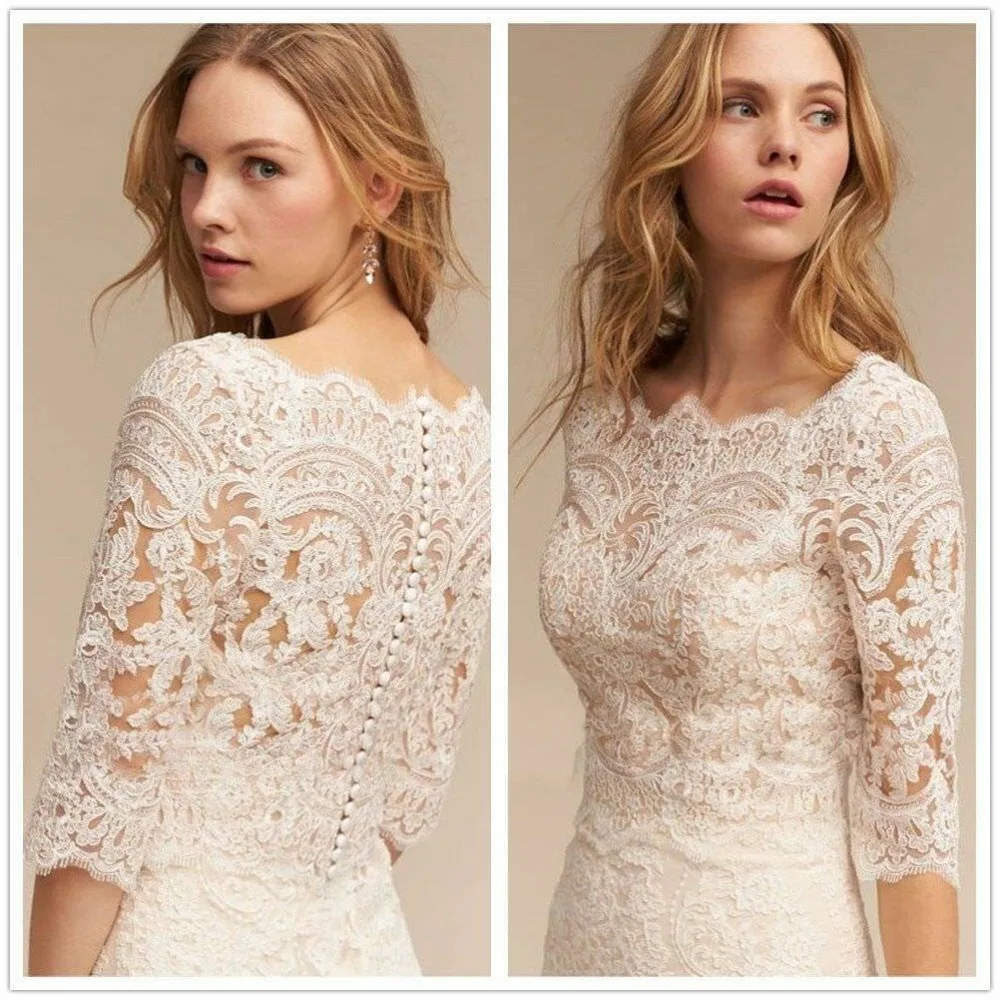 Women Lace Appliques Bridal Jacket 3/4 Sleeves Bolero Shawl Accessories White Ivory Wedding Jackets Custom Made
Women Lace Appliques Bridal Jacket 3/4 Sleeves Bolero Shawl Accessories White Ivory Wedding Jackets Custom Made